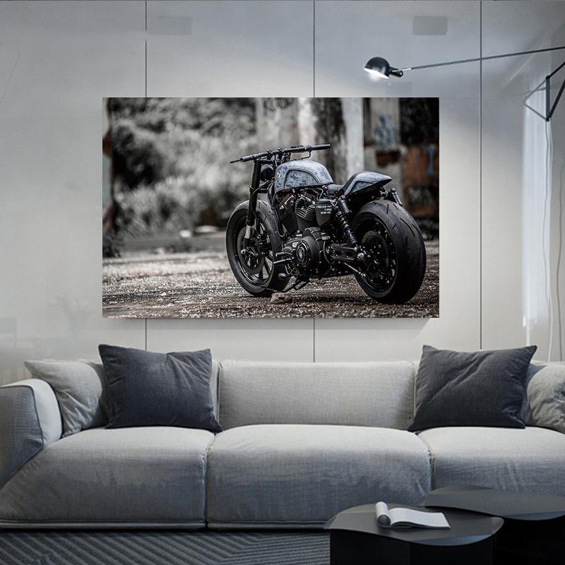 Classic Retro Motorcycle Cool Motorcycle Canvas Painting Mural Poster Wall Art Bedroom Living Room Modern Decoration