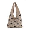 Soft Bow Knitting Shoulder Bag Sweet Casual Woven Handbag Elegant Beach Bag  Vacation