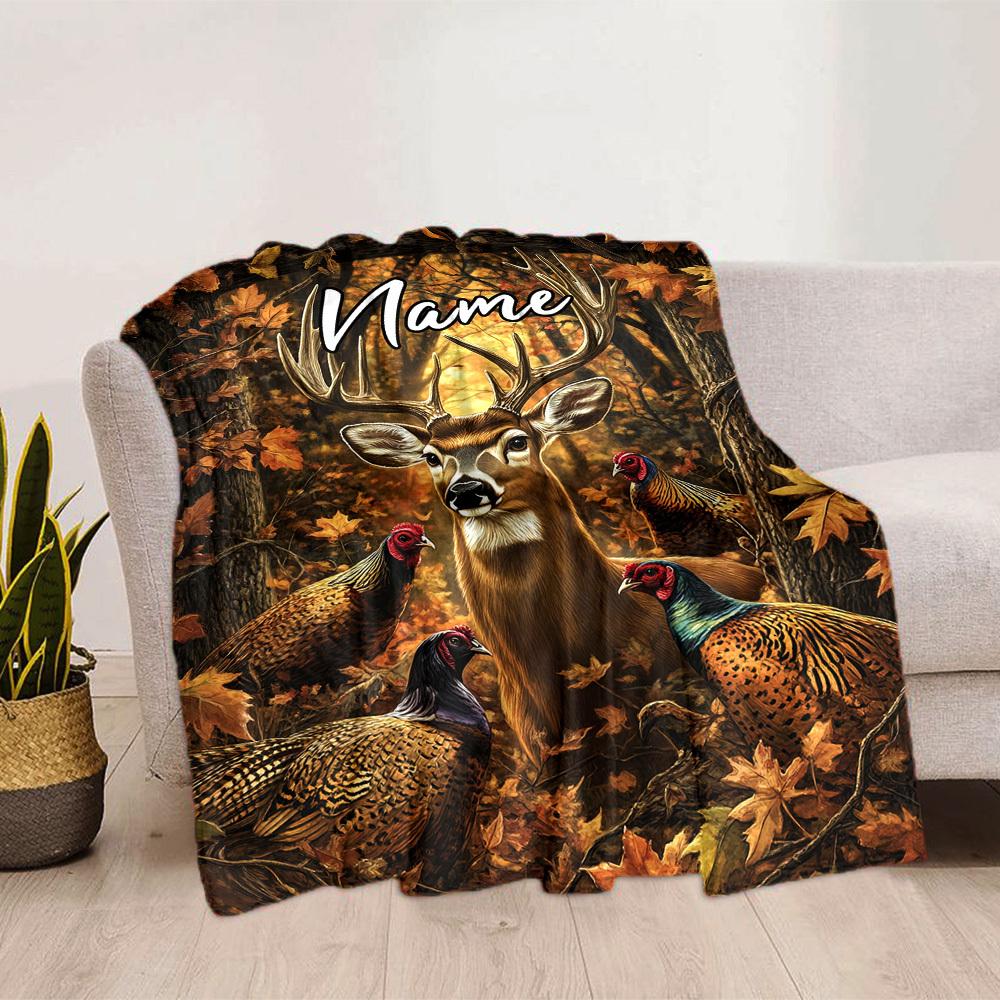 Autumn Forest Scene Customize Your Name Blankets Comfortable Soft Lightweight Allseason Multipurpose Blanket For Picnics Sofas Offices Beds Living