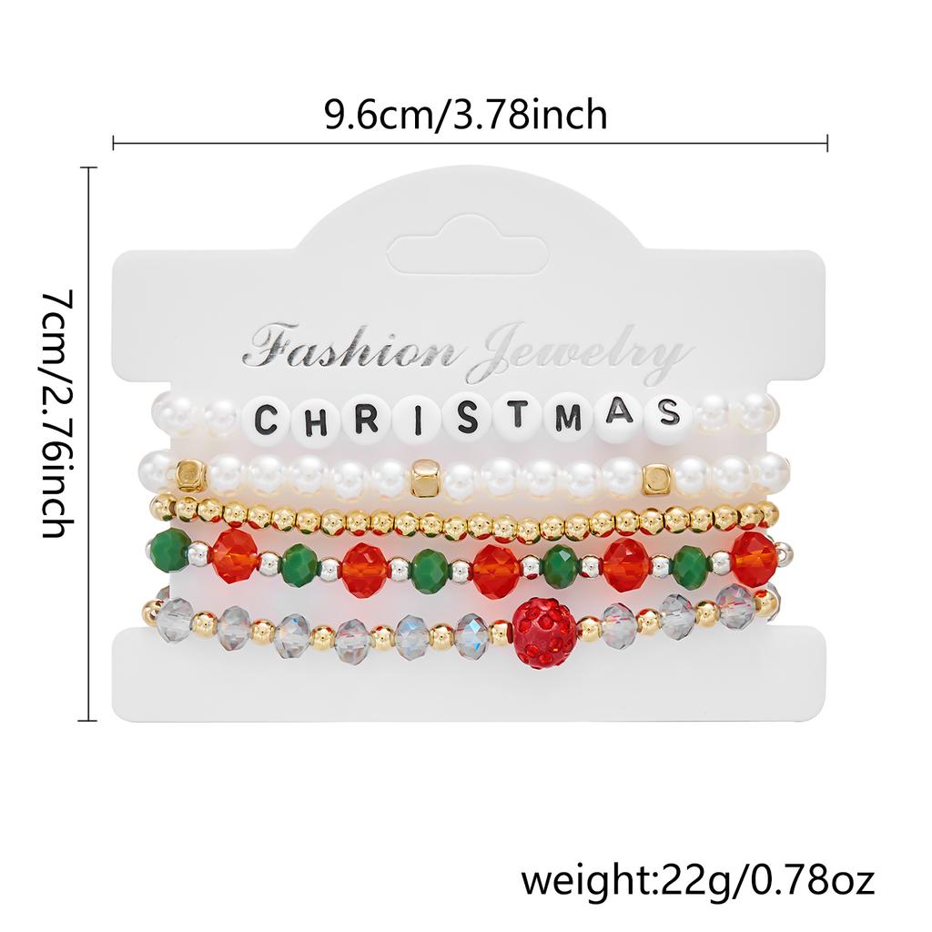 Colorful Beaded Christmas Bracelet Set For Women Men Santa Claus Snowman Snowflake Pendant Bangles New Year Party Jewelry