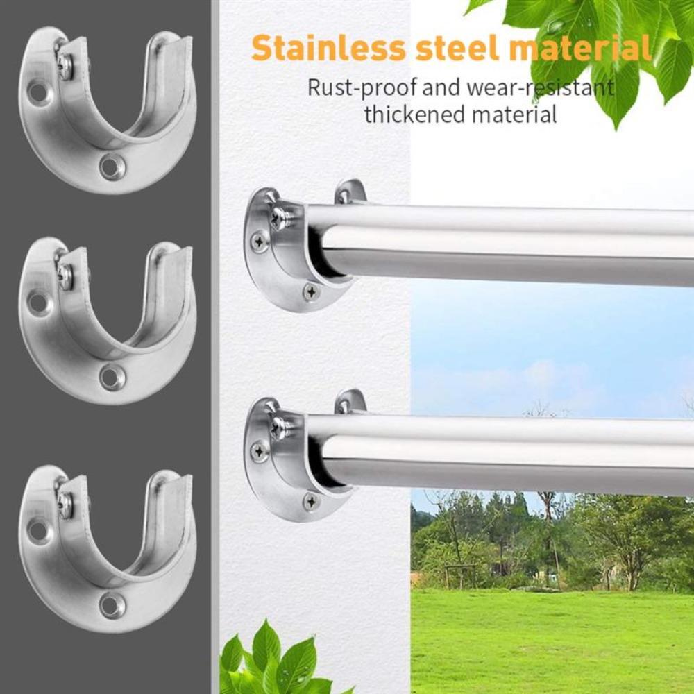 Heavy Duty Wardrobe Bracket U-Shaped Rod Holder Closet Rod End Support Rod Socket Flange Rod Holder