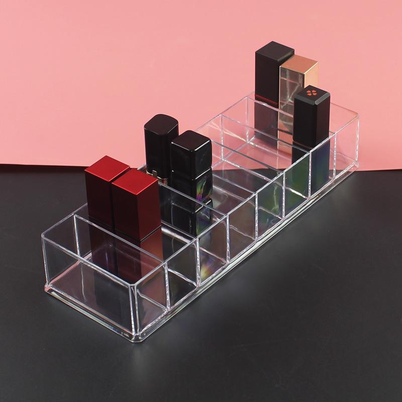 Multi-Grid Transparent Lipstick Holder Storage Display for Beauty Cosmetics