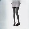 Women's Autumn Winter Gray Vertical Stripe Slimming One-Piece Pantyhose Fleece Lined Thickened Cotton Base Layer Tights