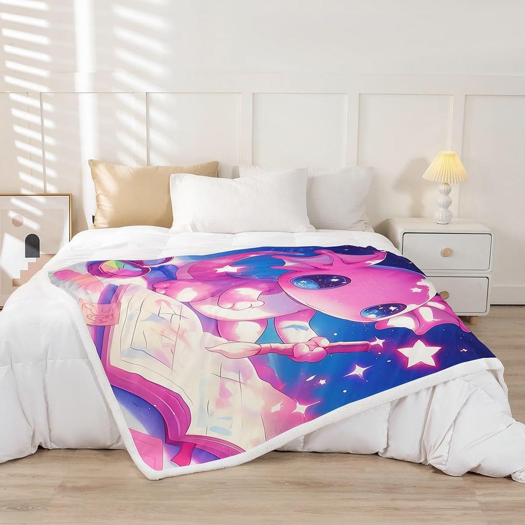 Cute Pink Dragon Blanket Soft Fleece Throw Kids Room Decor Fantasy Art Design Home Decoration