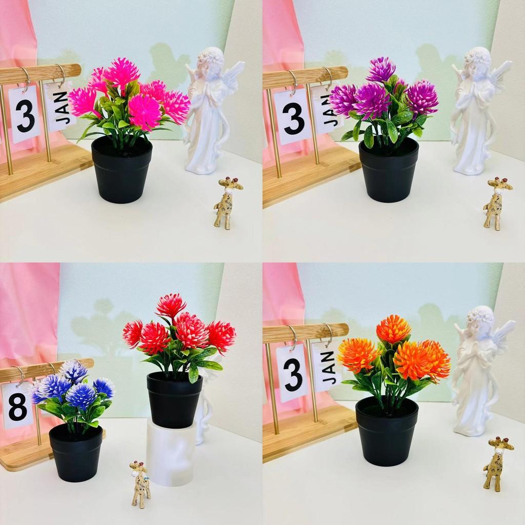 Chrysanthemum Flower Plastic Potted Plant For Balcony Desktop Plant Decoration