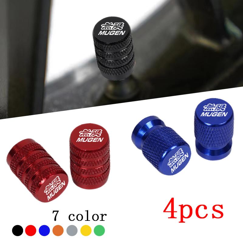 4pcs Car CNC Aluminum Tire Valve Air Port Stem Cover Caps For Honda Mugen Power Civic Accord CRV Hrv Fit Jazz Accessories