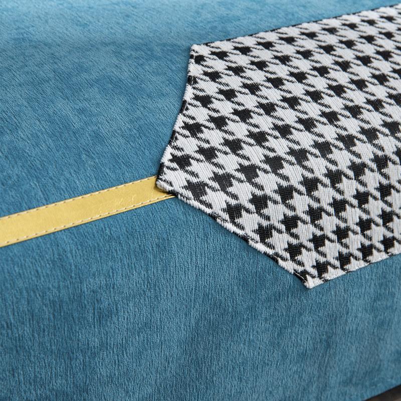 Luxury Plaid Chenille Sofa Cover L Shape Velvet Couch Slipcover Furniture Protector Armrest Recliner Towel Gray