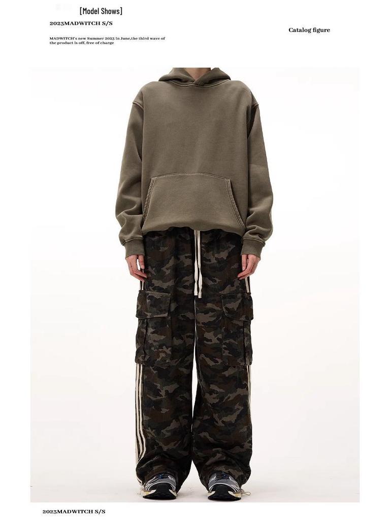 Men's Retro Camouflage Overalls: Spring Casual, Trendy, Loose-Fit with Large Pockets