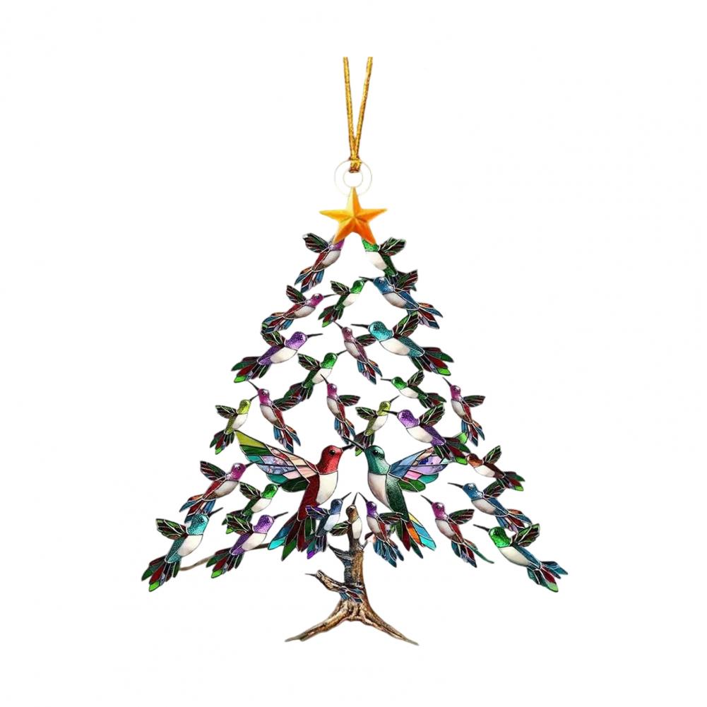 Hummingbird Christmas Ornament Colorful Stack Bird Hanging Decoration Double-Sided Acrylic Tree Ornament for Bird Lovers Gifts