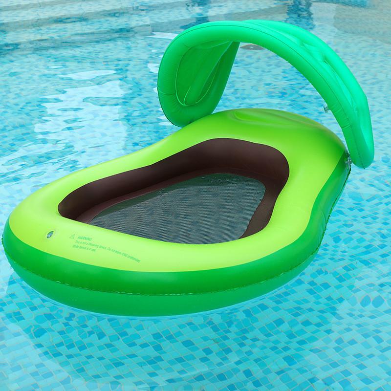 Inflatable Adult Avocado Floating Row Water Toy With Mesh Sun Shading Recliner