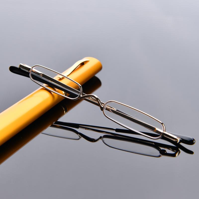 Elegant Portable Mini Reading Glasses Men Metal Frame Pen Box Ultra-Thin Women Ultra Light Presbyopia Eyeglasses With Box
