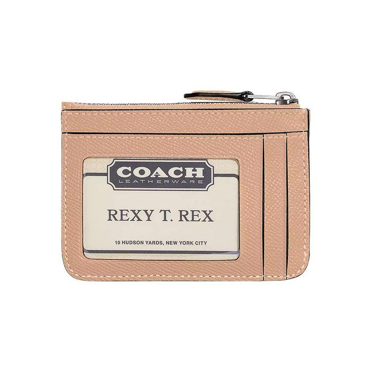 Coach Skinny Id Case 11 Logo Zipper Closure Crossgrain Leather Card Holder Women Accessories Silver Light-Yellow CH810-LHWFT