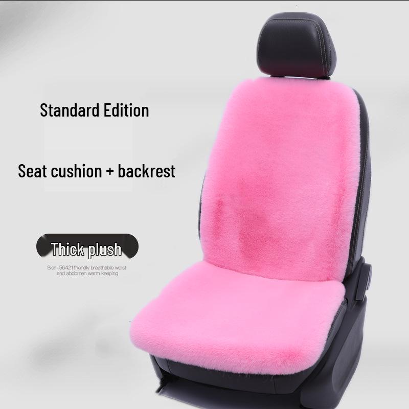 Winter Rabbit Fur Wool Heated Car Seat Cushion - Non-slip, Warm, for Single Seat with Small Waist Support