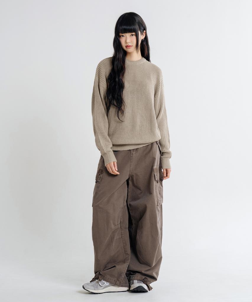 LEMAIN SECOND Oversized Voluminous Washable Crew Neck Hazzi Knit [Beige]