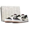 Jordan x Travis Scott Air Jordan 1 Cushioning Abrasion Resistant Low top Vintage Basketball Shoes Unisex White DZ4137-700(Team1803-3)
