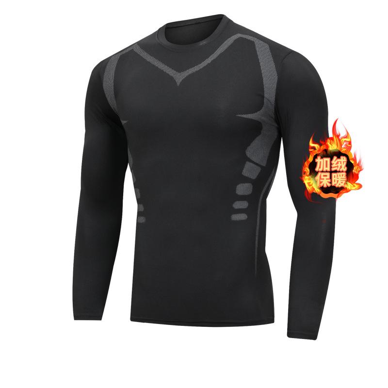 

Home Fitness Long Sleeve Velvet Tight Clothes Long Sleeve Men XL чорний