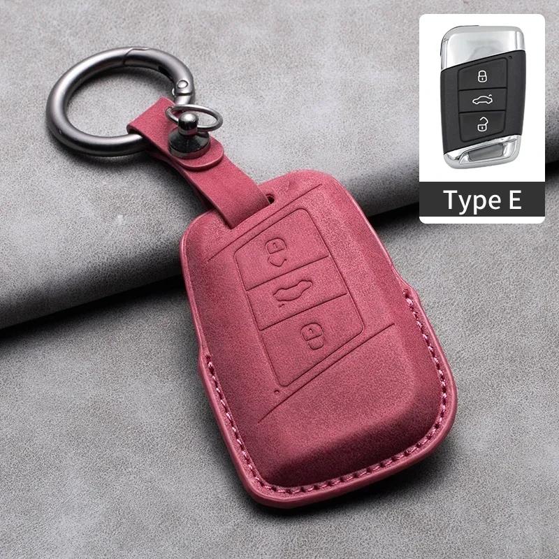 Leather Car Key Case Cover Fob Keychain For Vw Volkswagen Golf 7 Mk7 Tiguan Mk2 For Ateca Leon Fr Ibiza Skoda Octavia Kodiaq