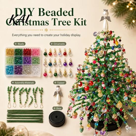 Schulferien Bastelbedarf DIY Perlen-Weihnachtsbaum-Set, Handgemacht mit LED-Lichtern, Dekorations-Bastelwerkzeuge Bastelprojekt, Perlen-Set für Erwachsene,