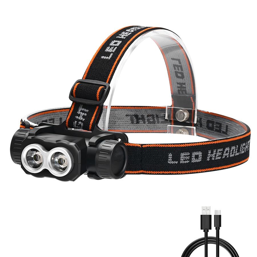 

Перезаряжаемый светодиодный налобный фонарь с 3 режимами работы, мощный водонепроницаемый налобный фонарь на батарейках Type-C 18650 для кемпинга, охоты