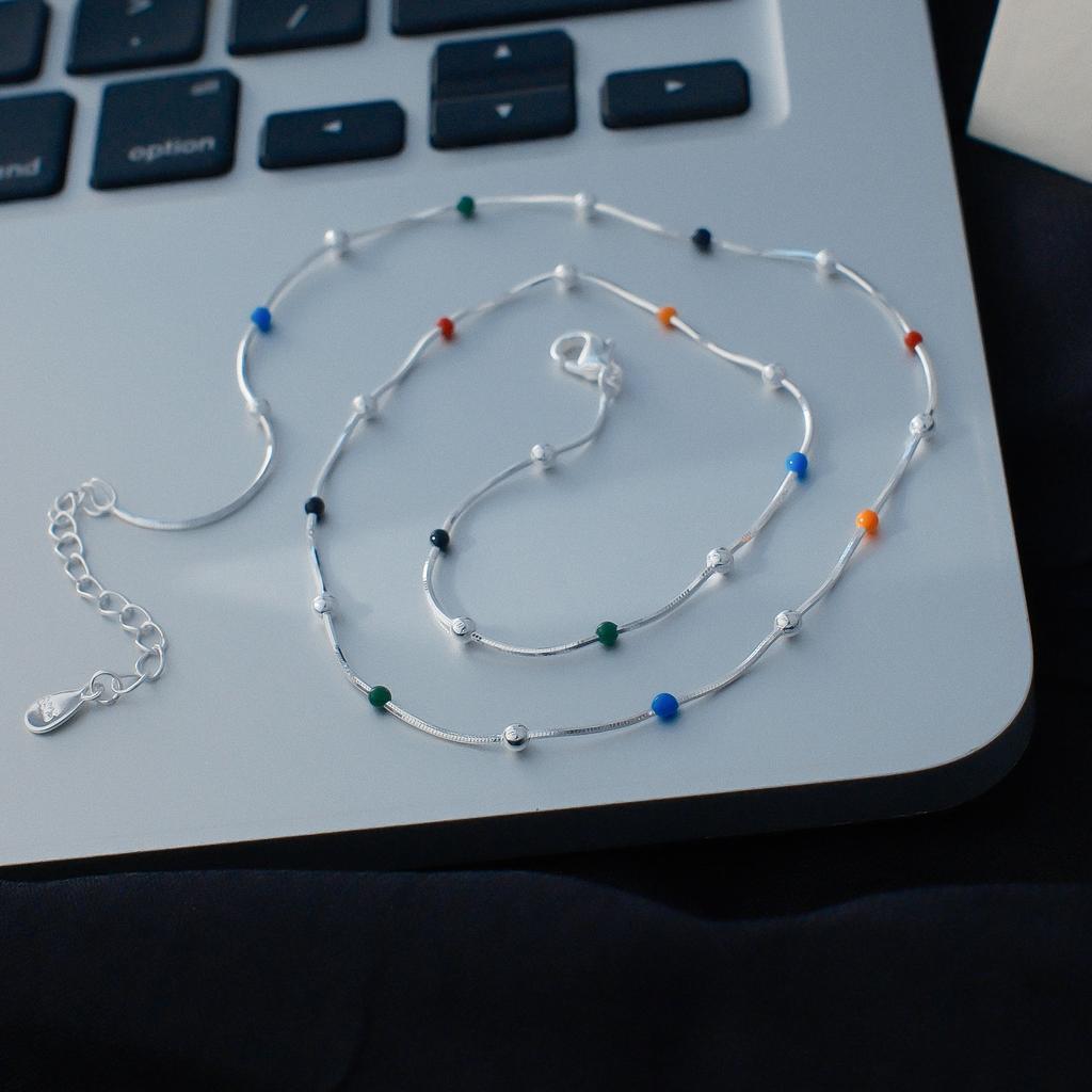 Autumn And Winter Collarbone Chain Sweet Cool Wind Enamel Drop Glaze Rainbow Bean Necklace Dopamine Stacked Snake Bone Chain Neck Chain