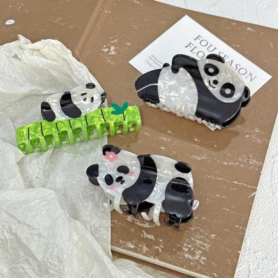 Okouzlující panda kreslená spona do vlasů - Vysoce kvalitní žraločí spona pro updo pro dívky