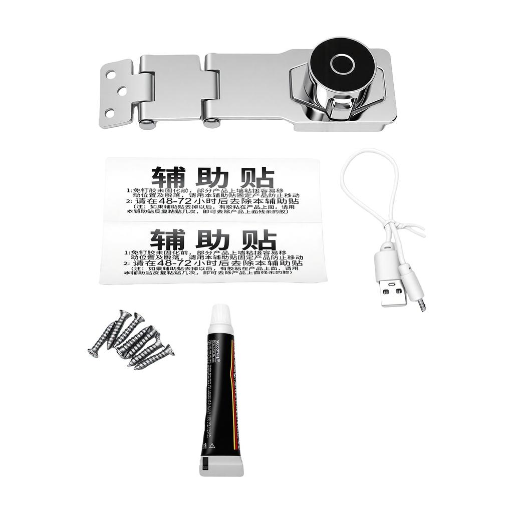 Fingerprint Cabinet Hasp Lock Zinc Alloy Rechargeable Biometric Keyless Lock for Drawer Doors Mailboxes Safes