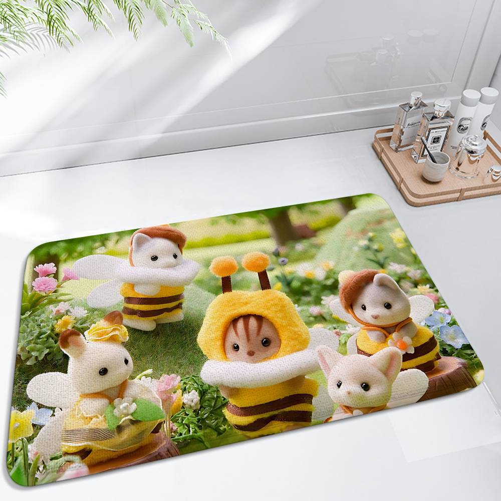 S-Sylv-anian Fam-silies Floor Mats Home Laundry Rug Carpet For Living Room Decor Lounge Area Anti-slip Foot Mat Entrance Doormat 40x60cm