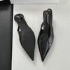 Fashion SUOJIALUN 2025 Spring New Brand Women Sandal Fashion Pointed Toe Shallow Slip On Slingback Shoes Thin Med Heel Outdoor Dress Mu