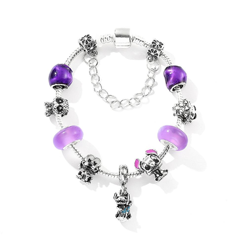 Lilo & Stitch Cartoon Zinc Alloy Bracelet, -style DIY Beaded Cross-border Jewelry, New Viral Adjustable Couple Bracelet