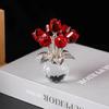 Crystal Red Rose Bouquet with Round Vase Figurines Gifts for Women Glass Bouquet Ornament Romantic Gifts Table Centerpiece