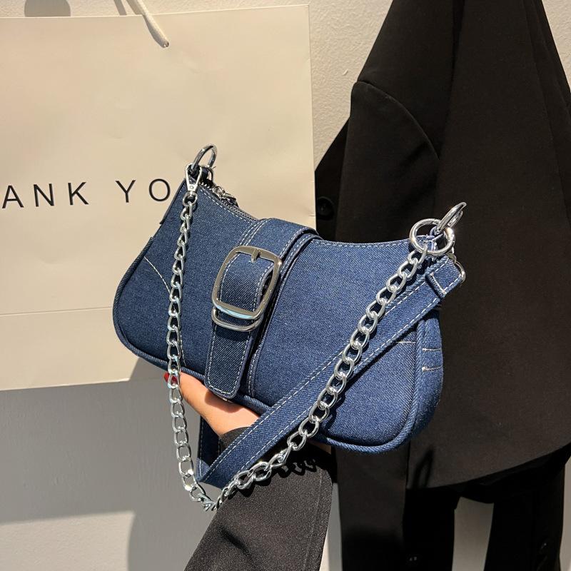 Niche design denim bag summer new popular simple messenger bag fashion shoulder armpit small square bag