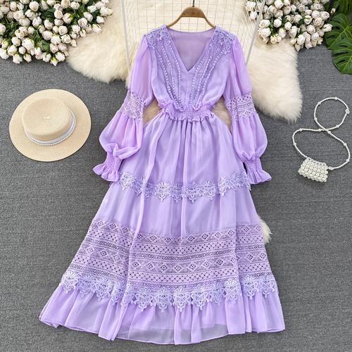 Новое повседневное весенне-летнее однотонное тонкое полное женское платье трапециевидной — фото 25