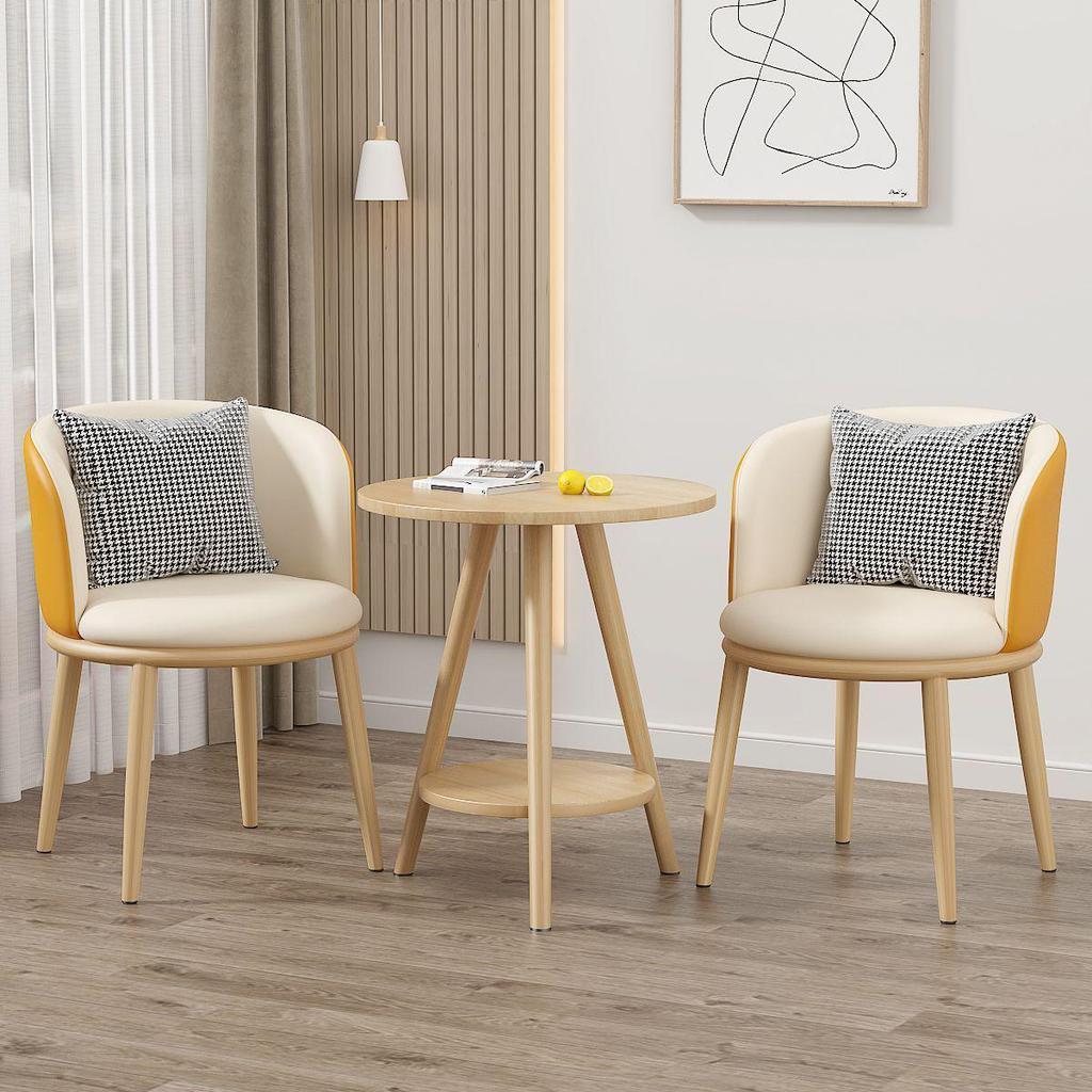 Light Luxury Balcony Tea Table & Chairs Set: Modern 3-Piece for Hotel or Bedroom - Includes One Table & Two Chairs