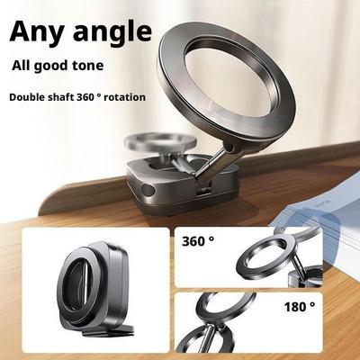 Foldable Vacuum Suction Strong Magnetic Phone Holder for Car Dashboard/Desk 360° Rotatable Universal Airplane Travel Phone Stand