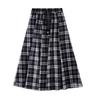 Women's High Waist Retro Plaid Mesh Midi Skirt - Spring/Summer 2025 Collection