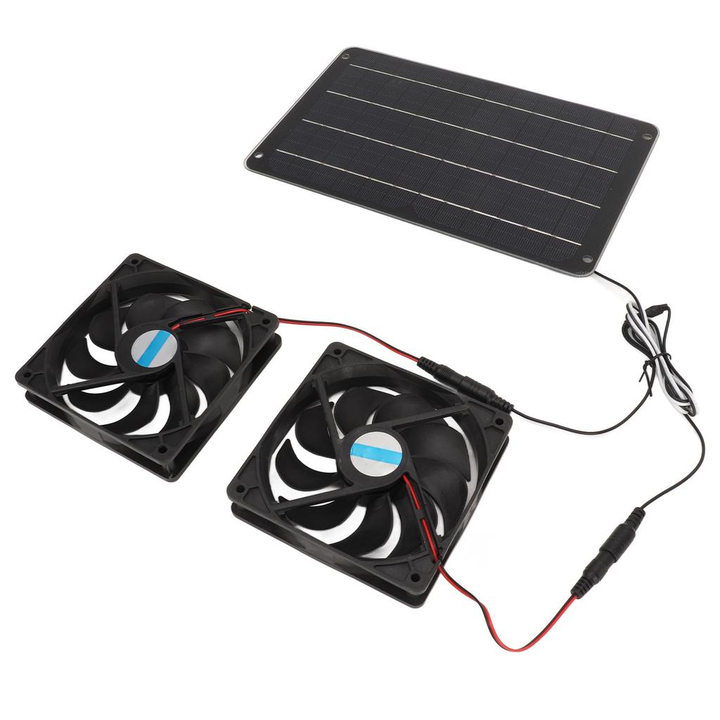 20W Solar Panel Fan Kit Heat Dissipation Ventilation Solar Powered Dual Fan with Switch for Chicken