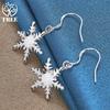 925 Sterling Silver Snowflake Drop Earring Jewelry