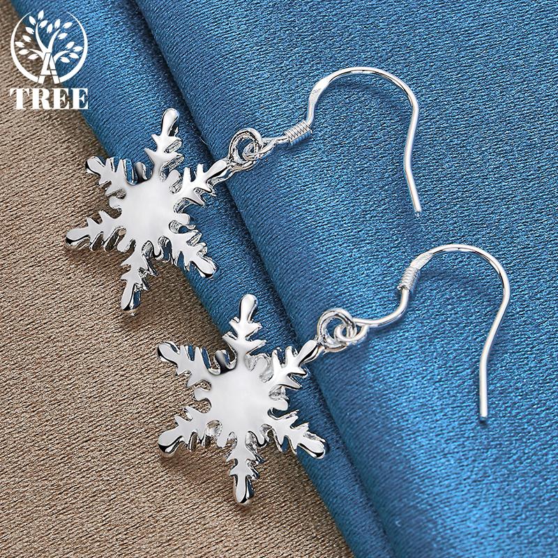 925 Sterling Silver Snowflake Drop Earring Jewelry