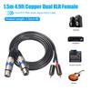 1.5m/4.9ft Dual XLR Male to Dual RCA Male Cable Zinc Alloy Canon Head Audio Microphone Cable Adapter for Speaker Amplifier Mixer