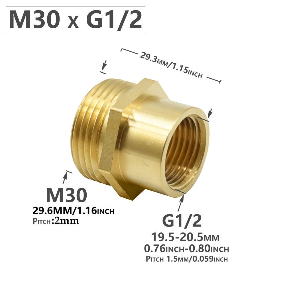 Brass G1/2 G3/4 Male Female To M30 Thread Connector Reducing Copper Fittings For Cleaning Machine Kitchen Bathroom