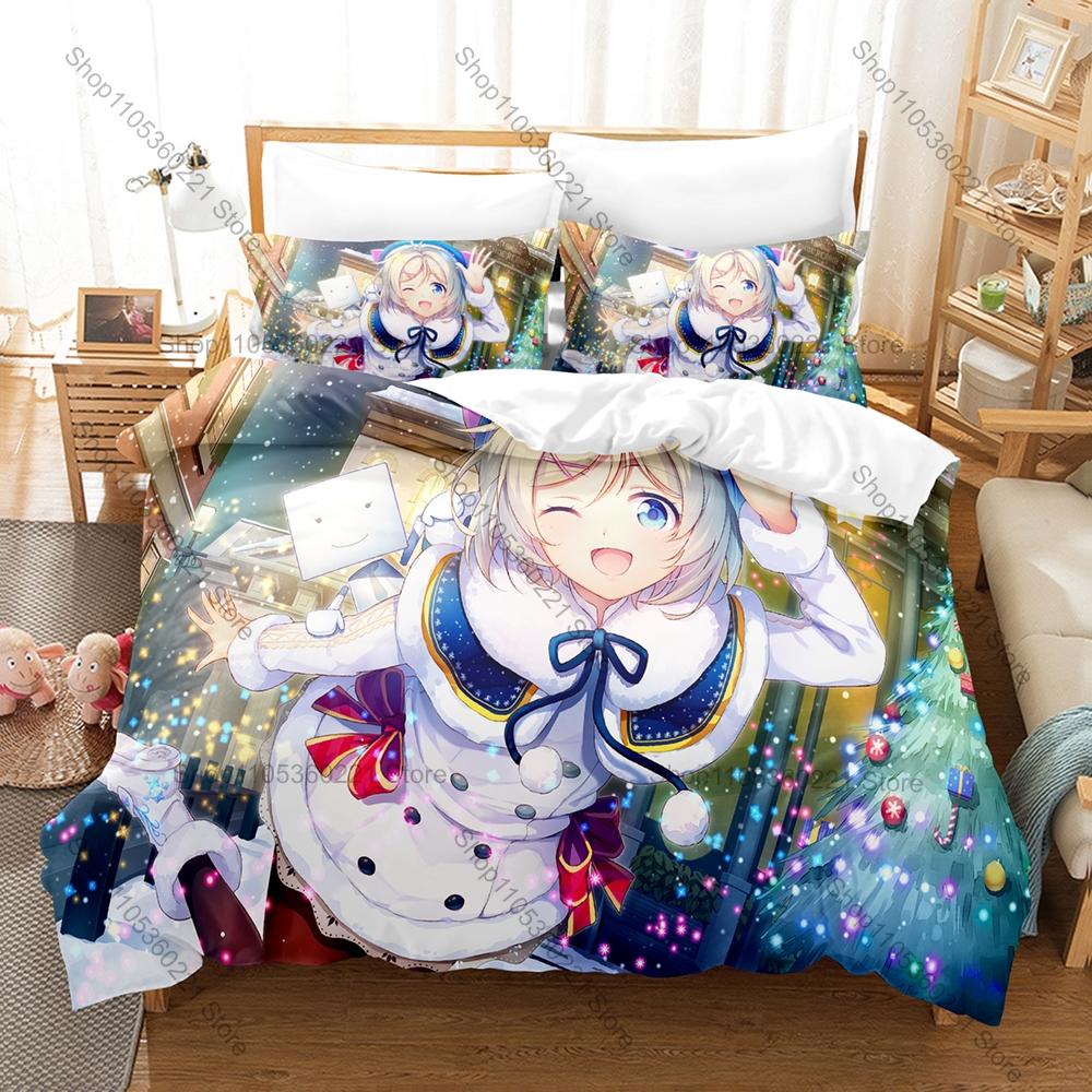 Anime Bedding Set 3Pcs Hololive Rushia Yandere Necromancer Design Stylish Bedroom Ornament Gift