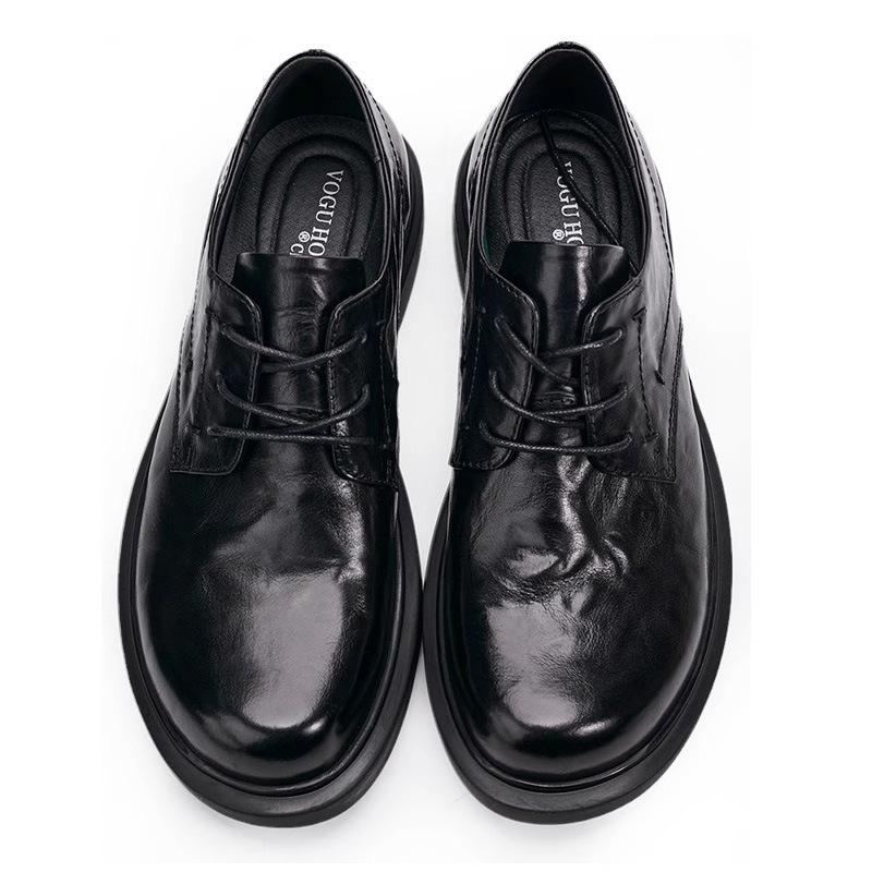 Men'S Shoes Leather Fashion Breathable Business Shoes Flat Bottom Round Head Casual Leather Shoes Soft Leather Versatile Shoes Men