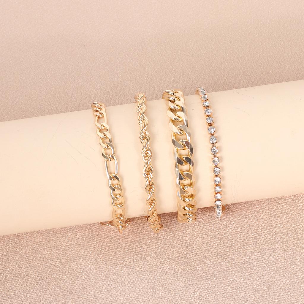 European and American metal Cuban chain hip-hop bracelet ins personalized niche design cold wind jewelry set