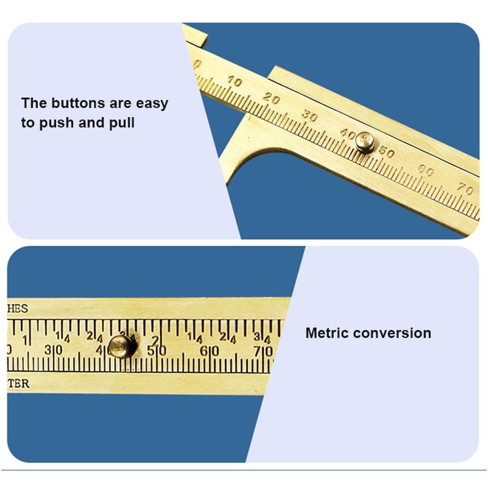 1* Small Brass Scale 80/100mm Sliding Gauge Vernier Caliper Ruler Measuring-Tool