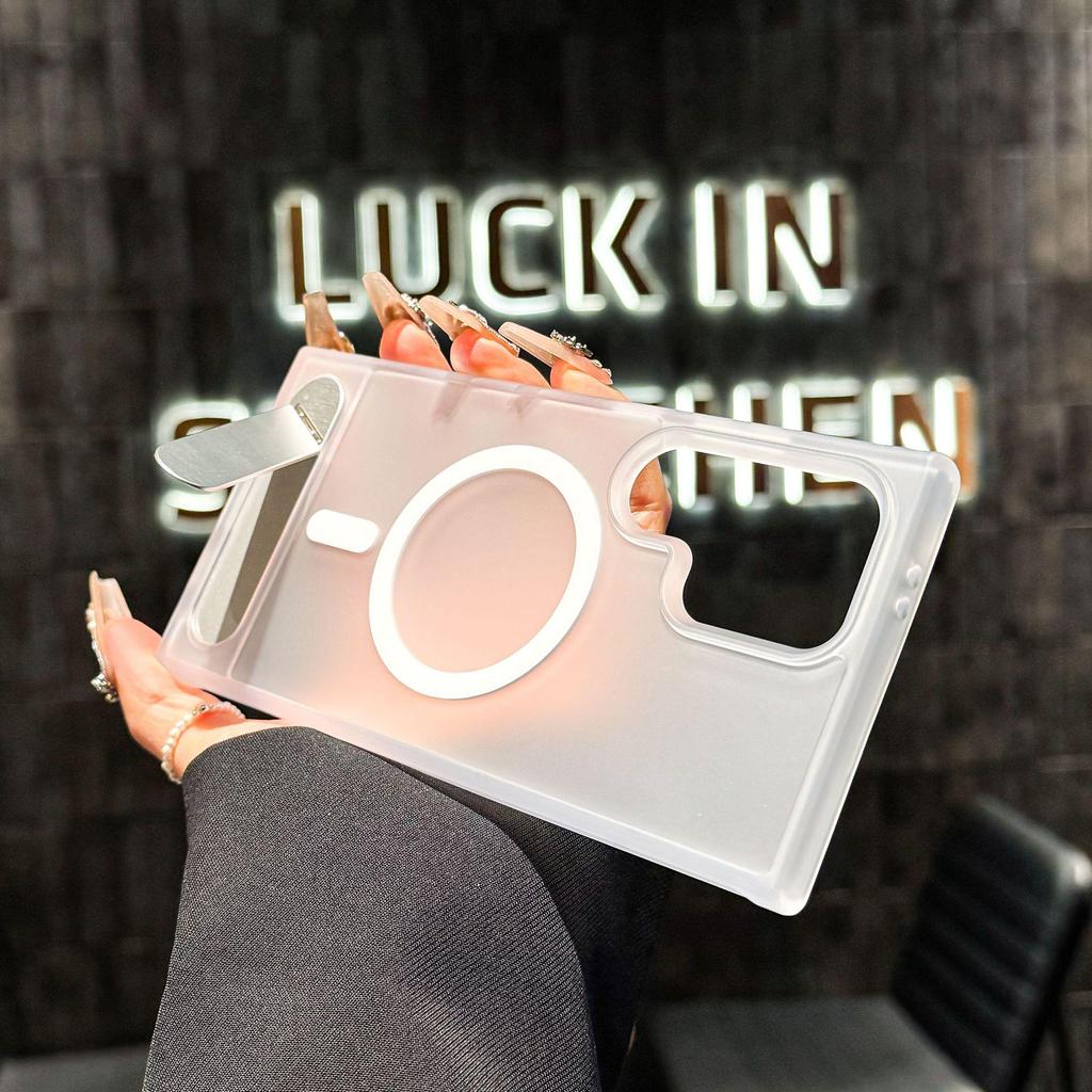 Samsung S25 Ultra/S24 Plus Magnetic Flip Stand Phone Case with Skin-Feel Finish