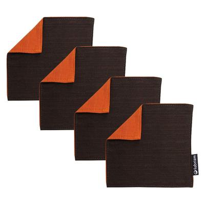 Fabrizm Untersetzer aus japanischer Herstellung [4er-Set] 10x10cm Tsumugi Wendbar Dunkelbraun x Kaki 1083or-or2