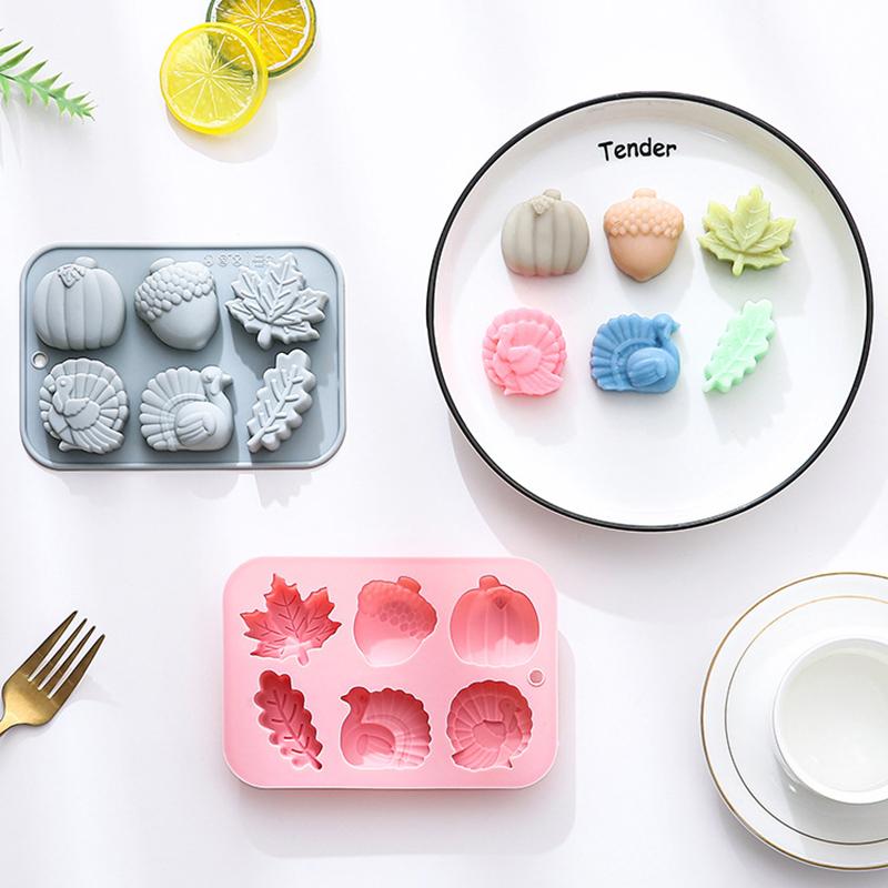 Fall Thanksgiving Silicone Mold, 3D Pumpkin Silicone Mold Halloween Autumn Pumpkin Maple Leaf Acorn Turkey Shape Chocolate Mold