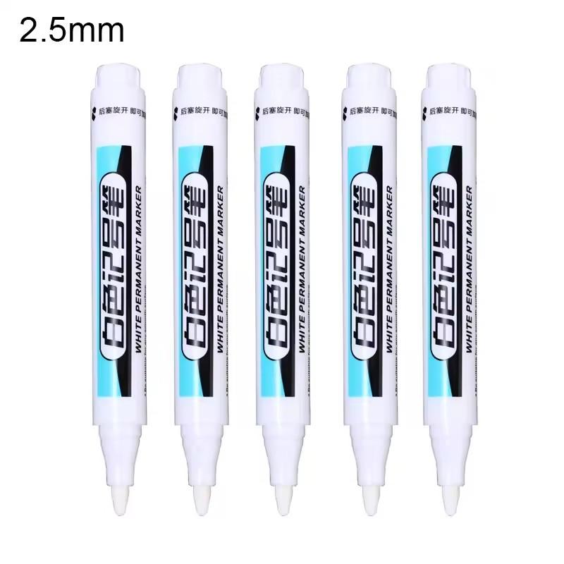 5/1Pcs Oily White Marker Pen Graffiti Pens Waterproof Permanent Gel Pencil Tire Notebook Glass Painting Pen 0.7mm 1mm 2.5mm