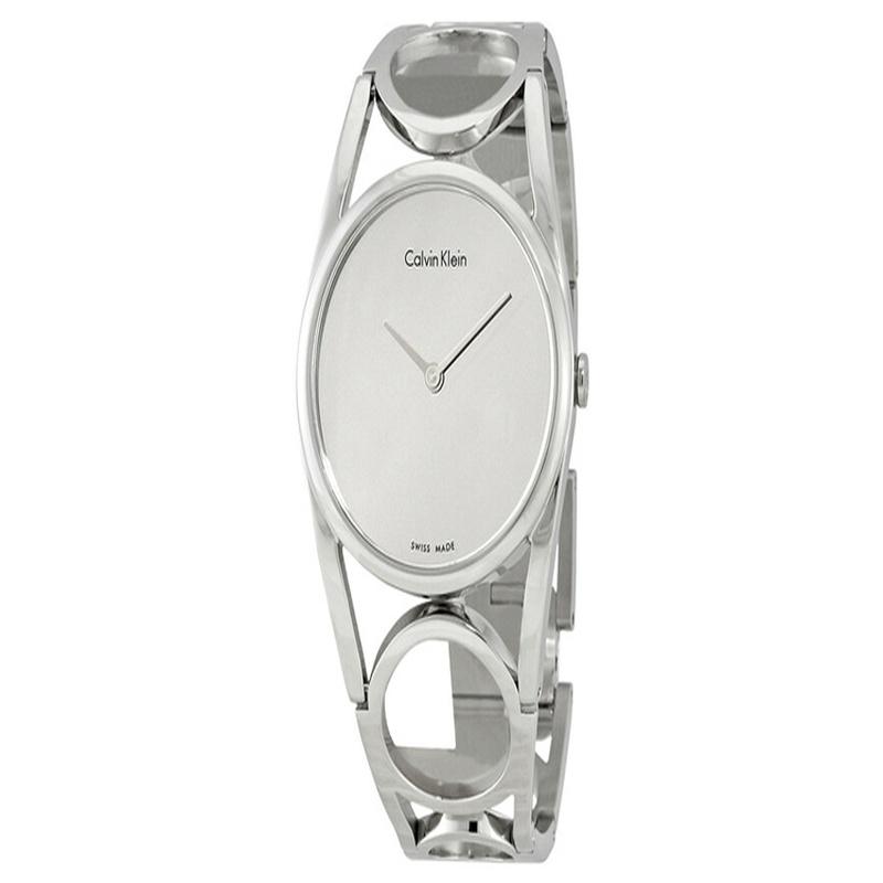 CALVIN KLEIN / watch quartz movement stainless steel strap 34mm silver dial women s watch 30 meters waterproof K5U2S148