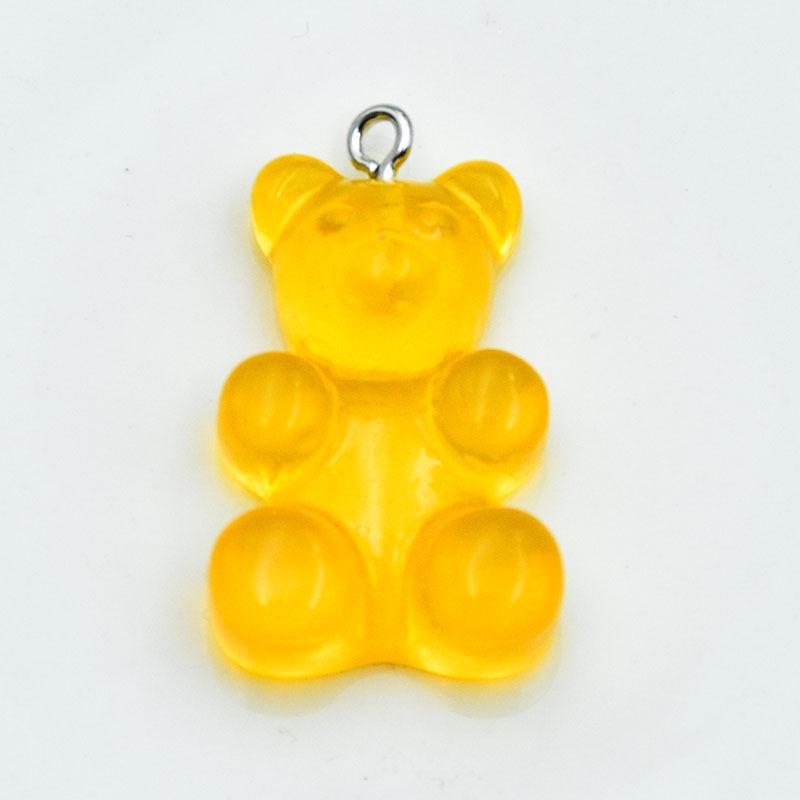 Large Resin Cartoon Bear Keychain with Transparent Sequin Pendant